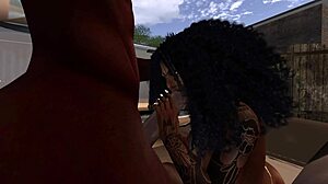 Second Life black man pounds black woman hard at drive-in movie theater