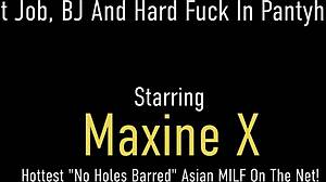 hosed oriental milf maxine x uses her fine feet for fucking footjob?