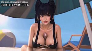 dead or alive nyotengu cosplay titjob ends happily in uncensored hentai