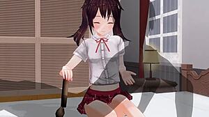 Uncensored Anime: Little Sister Teases Anal Play While Edging with Handjob Support