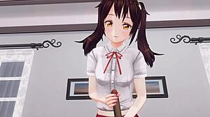 Uncensored Anime: Little Sister Teases Anal Play While Edging with Handjob Support