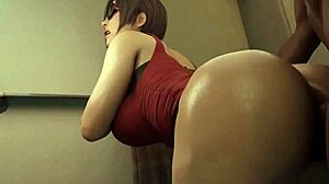 Ada Wong feels intense pleasure in 3D doggystyle bathroom