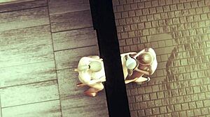 Barbara gets wild blowjob from futanari in Genshin Impact hentai