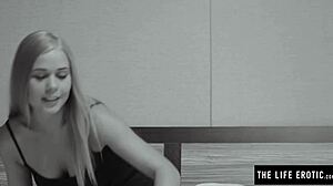 Nipple clamps ball gag and riding crop punish slave