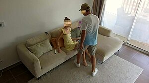 cheating husband fucks babysitter for candy, rough and hidden