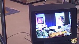 Naughty blonde boldly offers her perfect ass for intense double penetration by two men