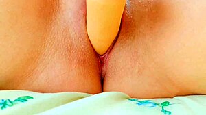 little cutie intensely fucks her tight pussy with a big rubber cock till orgasm