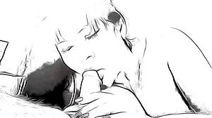 cartoon nympho gives blowjob in take on me