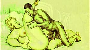 A vintage illustration depicts an erotic scene