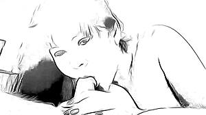 cartoon nympho gives blowjob in take on me