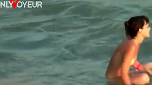 Beach voyeur couple gets hot with riding and body cumshot instead of swallowing.