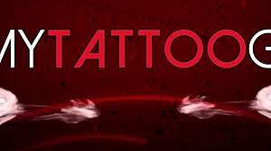 marie bossette gropes her big tits and pussy during tattoo session 😈