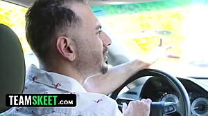 Stepdaughter teases daddy with nudes near mom