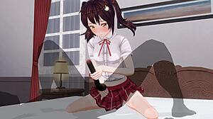 Uncensored Anime: Little Sister Teases Anal Play While Edging with Handjob Support