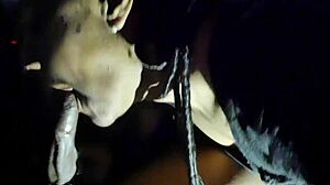 Ebony Babe Spits on BBC While Sucking in Car