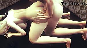 Barbara gets wild blowjob from futanari in Genshin Impact hentai