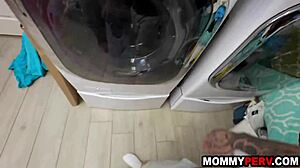 Blonde milf stepmom sucks stepson after chores