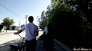 In this taboo fantasy, a young teacher rides cock while bent over in socks.