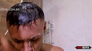 Tattooed big cock fucks the rabudo with monster size in amateur gay scene