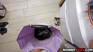 Blonde milf stepmom sucks stepson after chores