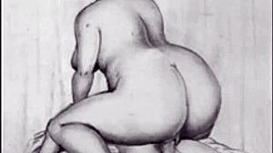 Vintage erotic drawings with sensual retro charm