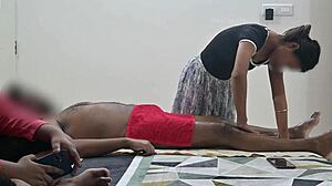 flashing dick to massage girl while massaging infront of wife