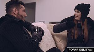 pornfidelity redhead penny pax stays warm with titty fuck and cumshot