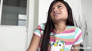 Colombian Exotic Sofia Mayers Fucks Small Cock and Swallows Cum