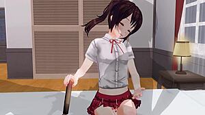 Uncensored Anime: Little Sister Teases Anal Play While Edging with Handjob Support