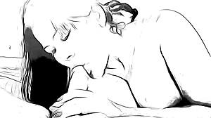 cartoon nympho gives blowjob in take on me