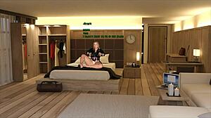 Nasty mature curvy hentai babe uses homemade gloryhole in 3d game!