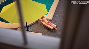 Step nephew interacts with step aunty in Milfy City game animation