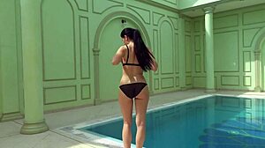 kittina ivory strips naked in the pool showing juicy tits