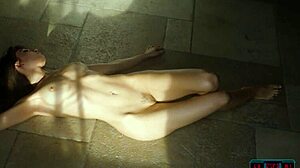 i relax in the sauna as a super hot all natural brunette playboy model ivy rose strips and rips her clothes.