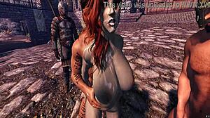 Irileth teases guards in skyrim gangbang hentai scene