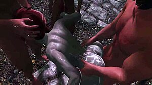 Irileth teases guards in skyrim gangbang hentai scene