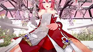 I love watching yae miko in hard 3d fantasy action