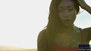 WOW! Ebony Beauty Mimi Desuka STRIPS NAKED in Pool for Playboy Shoot