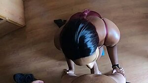 i lick ebony milf's cum on face, brunette facial, hardcore cumshot, ball licking