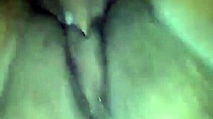 Ebony brunette's pussy gets filled with cum