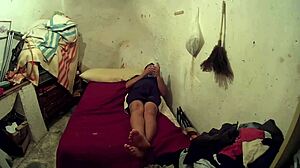 gay guy follows curvy couple fucking but loses erection, struggles to get hard