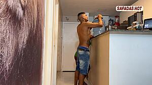 Hot Amateur Sucks Water Deliverer in Doggystyle