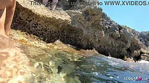 German fit teen 18+ Josy enjoys real amateur beach sex on holiday