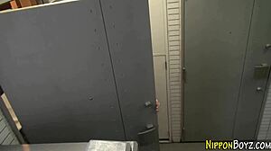 Sucking Japanese twinks in a steamy shower session