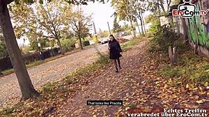 Fat German housewife with big tits picked up publicly