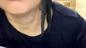 young girl passionately fucks her roommate in the dorm bathroom