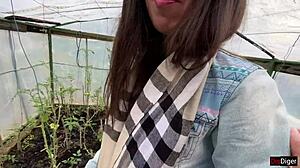 Farmer girl bends over for juicy blowjob on ranch