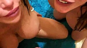 Blonde and brunette milfs fucked in bathroom porn party, cum on faces by cory chase and piper press