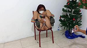 She Begged Me to Film Her Intense Orgasm. That Slut Loved the Christmas Dildo in Her Vagina!