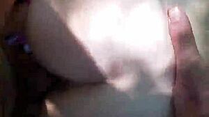 doggystyle outdoor fuck with blonde and cumshot